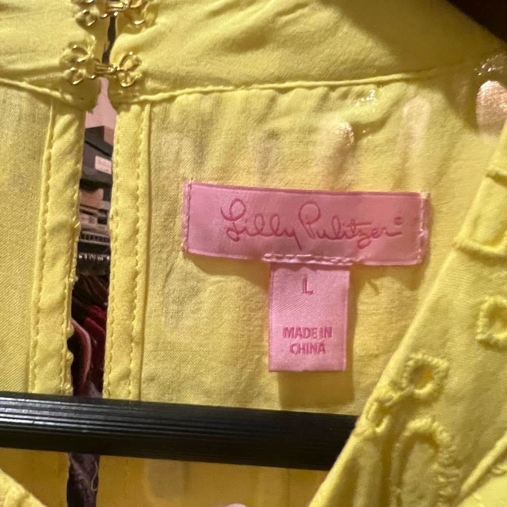 SOLD NWOT Lilly Pulitzer Indira Eyelet Dress in Lemon | L - Picture 5 of 12